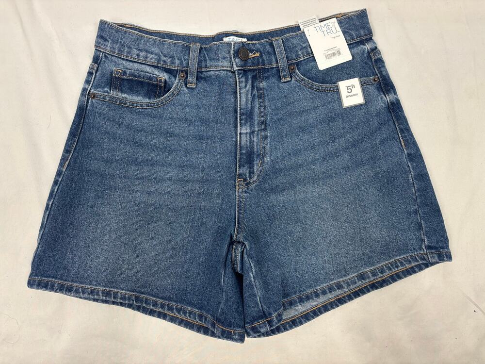 NWT Time and Tru Denim Mom Shorts High Rise 5" Inseam Blue Jean - Size 6